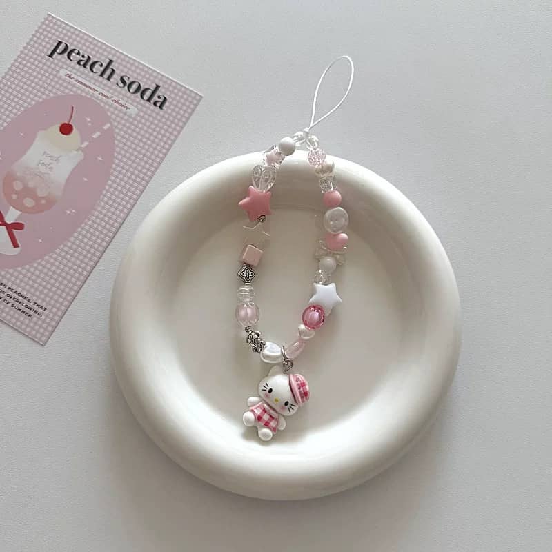 Cute Kitty Bow Charm Strap - Pink