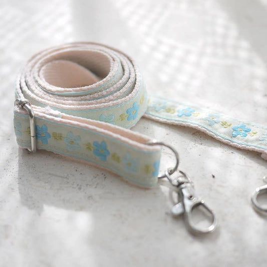 Blue Embroidered Camera & Bag Strap