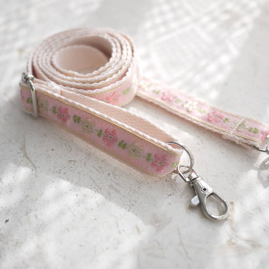 Pink Embroidered Camera & Bag Strap