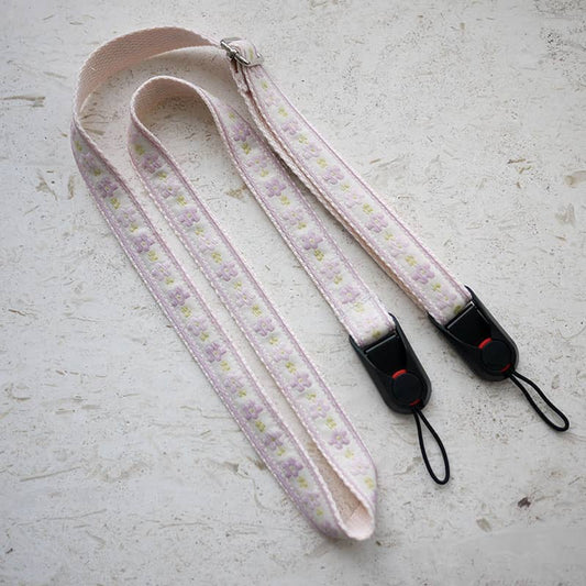 Purple Embroidered Camera & Bag Strap
