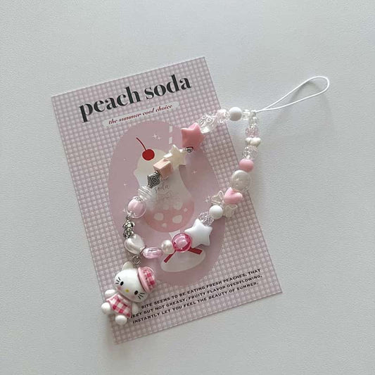 Cute Kitty Bow Charm Strap - Pink