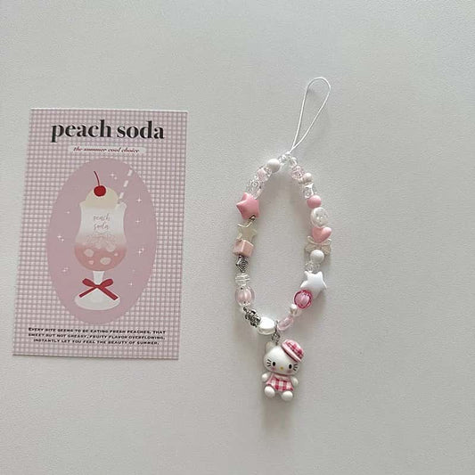 Cute Kitty Bow Charm Strap - Pink