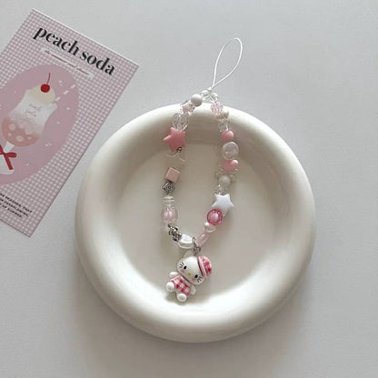 Cute Kitty Bow Charm Strap - Pink