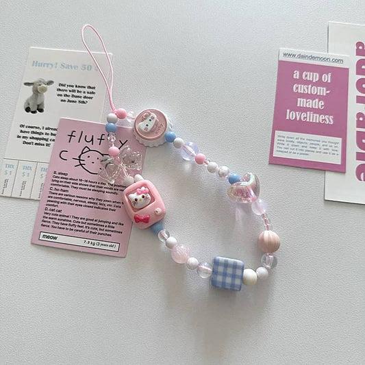 Cute Kitty Bow Charm Strap - Pink KT02