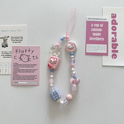 Cute Kitty Bow Charm Strap - Pink KT02
